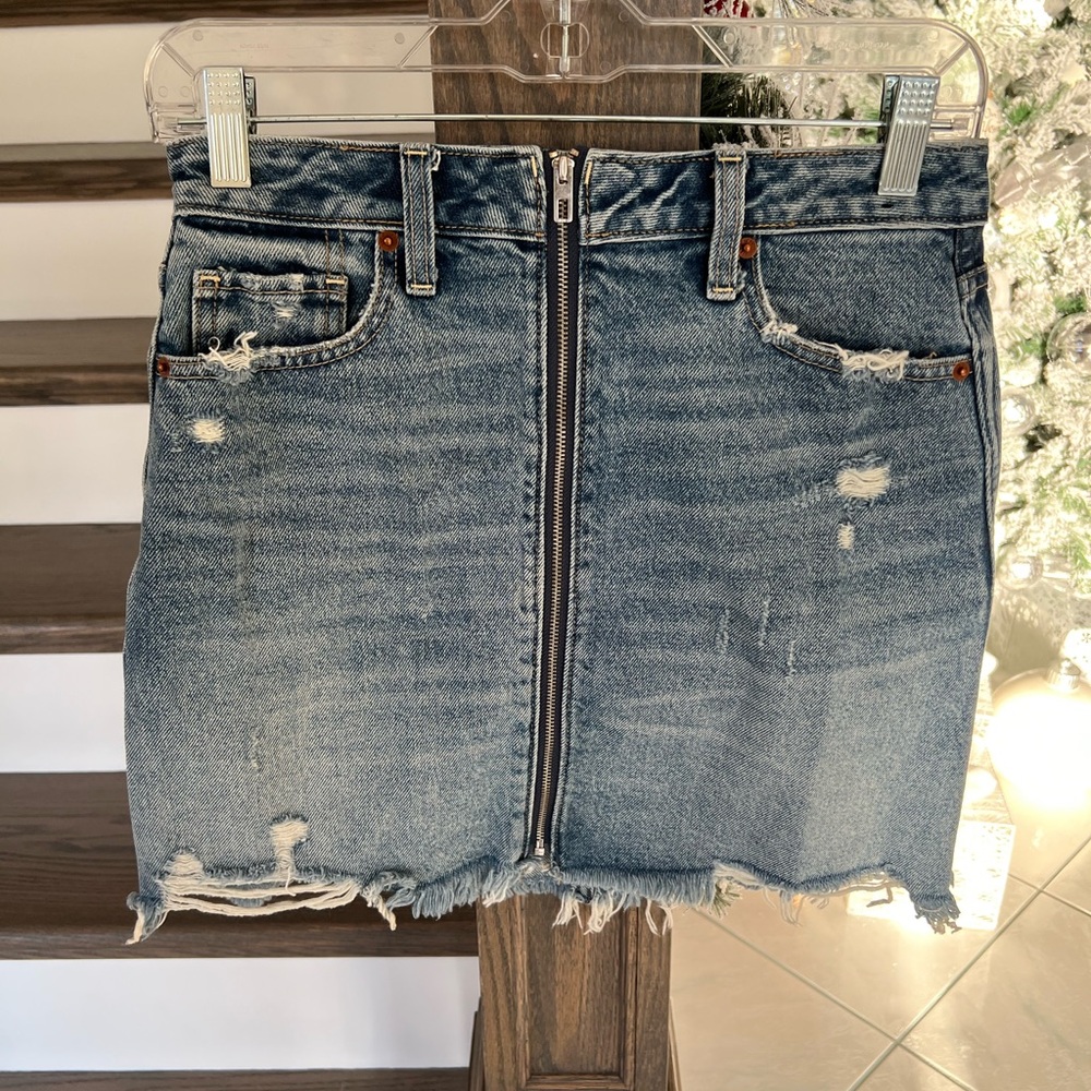 Abercrombie & Fitch Zoe Natural Rise Vintage A-Line Denim Skirt